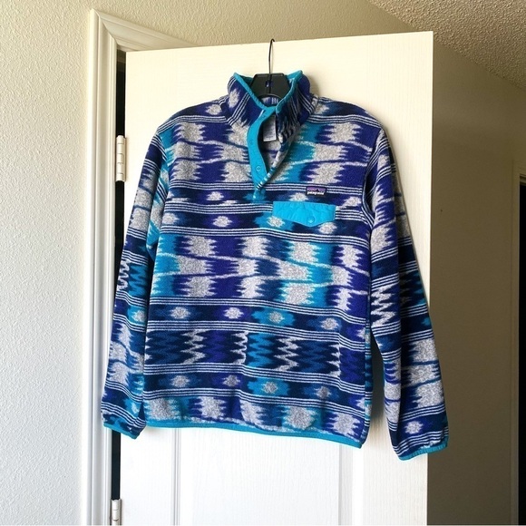 Patagonia Pullover Synchilla Snap-T Fleece Nepali Dhoti Marathon Blue S EUC